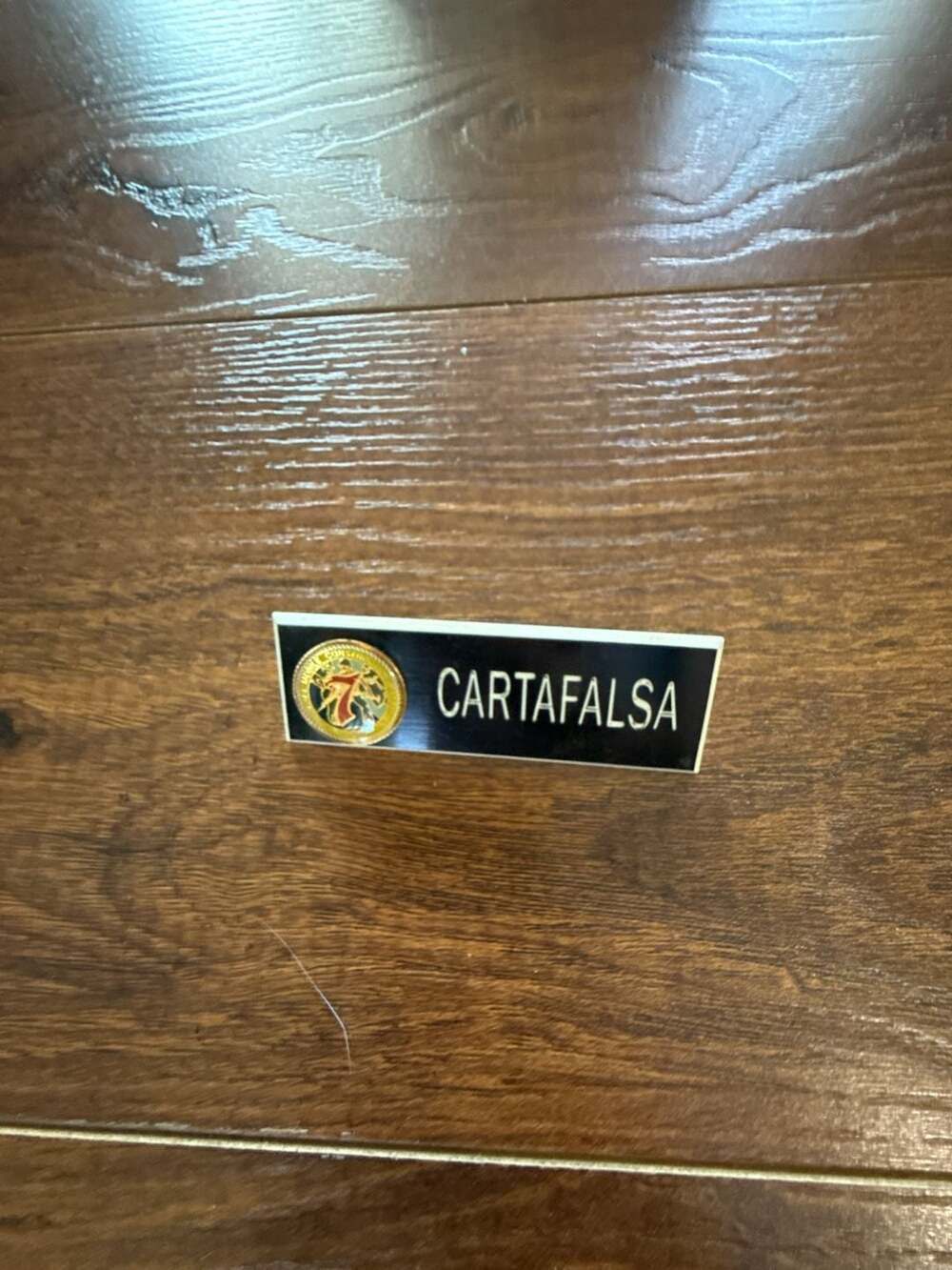 Custom Cartafalsa Name Badge Pin Black Gold